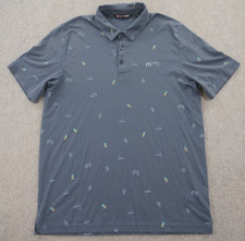 Travis Mathew Polo Shirt Mens Extra Large Blue Short Sleeve Golf Print AOP