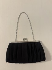 Vintage La Regale Clutch Black Pleated Kisslock Evening Bag Silver Chain Strap Vintage La Regale Clutch Black Pleated Kisslock Evening Bag Silver Chain Strap
