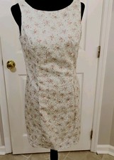 New Vintage 90s B. Moss Floral Dress Size 8 Gray Green Pink Sleeveless Party USA