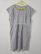 Seraphine Dress Womens UK12 Blue White Stripe Maternity Nursing Cotton