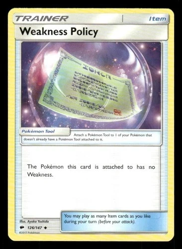 weakness policy pokemon card Weakness Policy Trainer 126/147