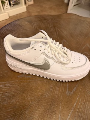 Nike Air Force 1 Shadow CI0919-119 Size Womens 10 Men 8.5 White Metallic Silver