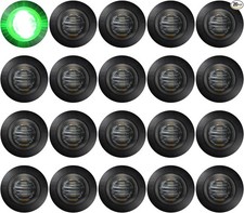 20pcs 3/4" 12V Round LED Side Marker Clearance Lights T Color: 20Green Smoked