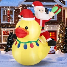 Leyndo 1 Set 5Ft Christmas Inflatables Decoration Outdoor Santa Riding Duck Infl