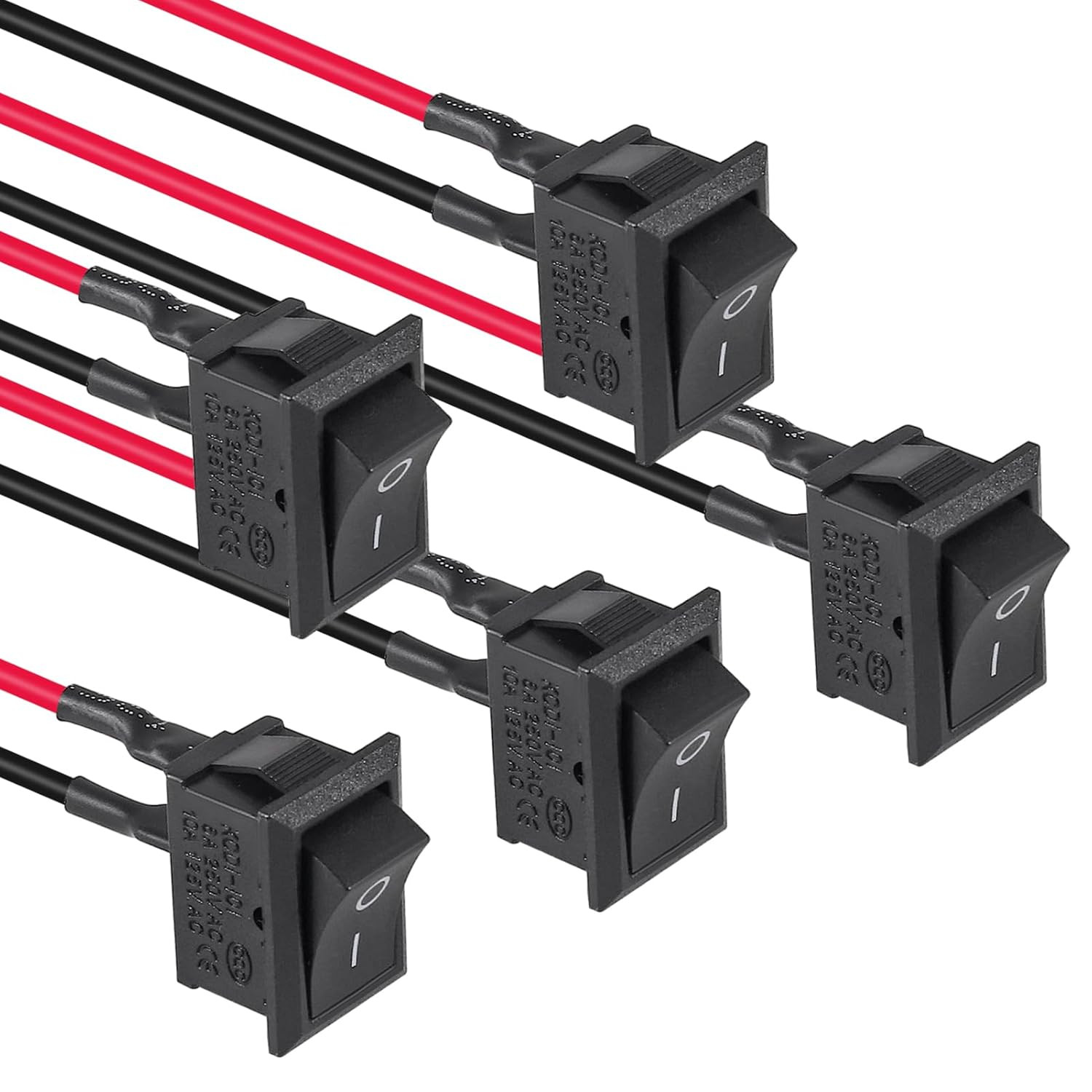 5PCS Mini Rocker Switch KCD1-101 T85 2 Pin SPST Toggle Switch with Wiring 12V fo