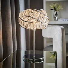 Lampada da Tavolo Jewel Base Cromata Paralume Acrilico 36CM Stelo Alto Luce Lampadina LED