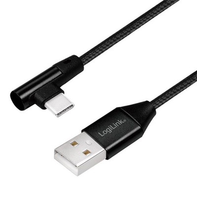 LogiLink USB 2.0 Anschlusskabel USB Typ A zu USB Typ C 90° abgewinkelt schwarz