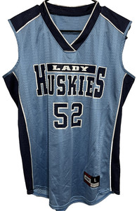 LADY HUSKIES 52 Vintage Nylon Basketball Jersey L Pro Bike Edition