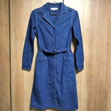 UNIQLO INES DE LA FRESSANGE Long Sleeve Dress S Blue Cotton Used