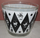Vintage Zodiac Glass Ice Bucket Holder Bowl Black White Harlequin Gold Astrology — photo 5