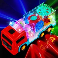 Fire Trucks for Toddlers 3-5, Light Up Sensory Car Toy for , LED Transparent ...