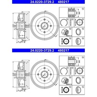 2X ATE 203,0Mm Bremstrommeln Hinten Passend FÜR CitroËN C2 C3 Peugeot 1007 206