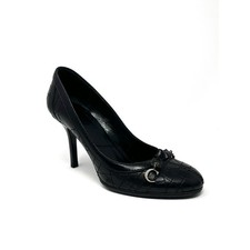 Vintage Christian Dior Galliano Y2K Black Cannage Bow Charm Heels Pumps 35.5 5.5