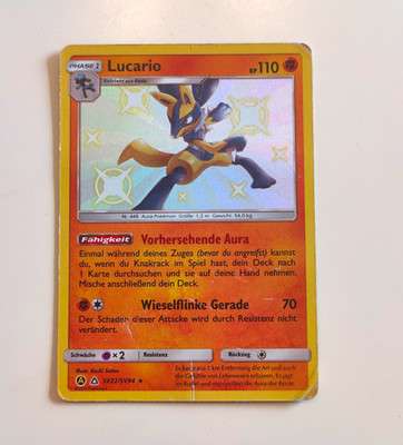 Pokémon TCG Lucario SV22/SV94 Shiny Vault Holo Deutsch 2019 110 KP Phase 1