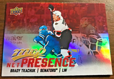 2026-26 UD MVP Hockey Net Presence trading card of Brady Tkachuk (NP-9)