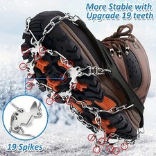 Robust 19-Stud Stainless Steel Anti-Slip Ice Cleats Fit Walking, Jogging, Hiking