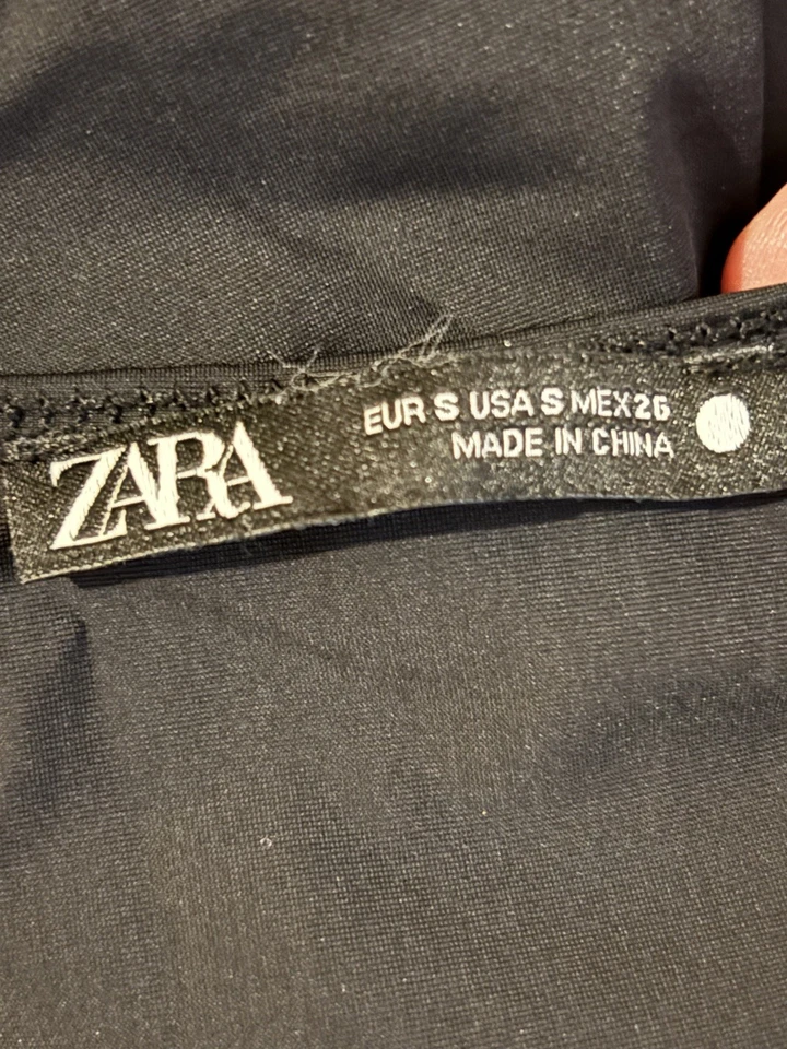 Zara женщин размер маленький черный кружевной отделки боди без рукавов застежки - Изображение 3 из 4