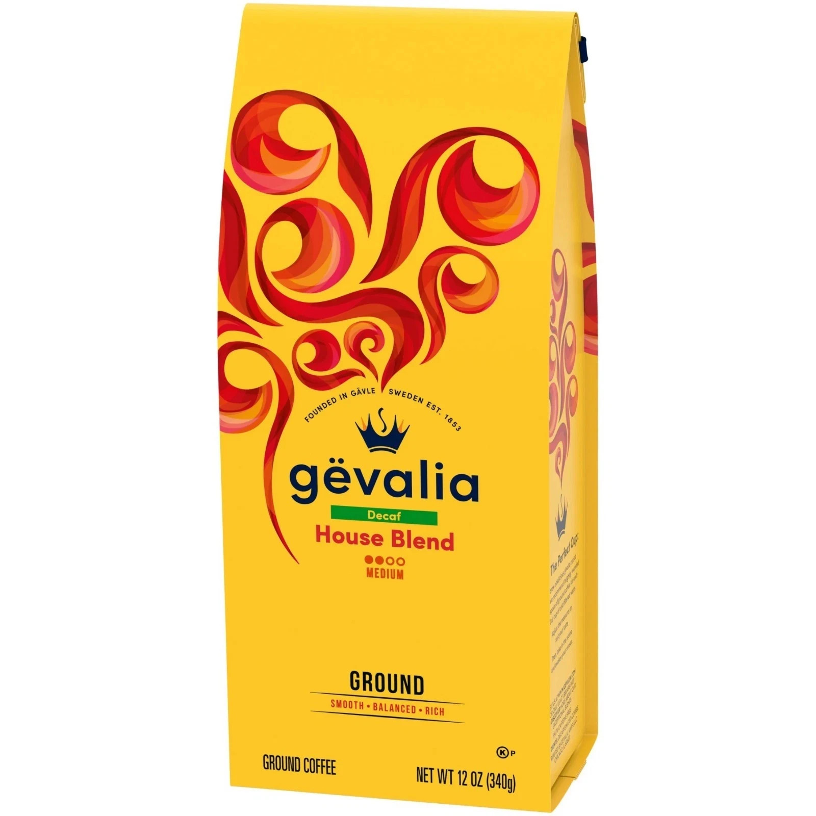 NEW Gevalia Decaf House Blend Medium Roast Ground Coffee 12 oz Bag