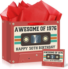 50Th Birthday Gift Bag for Men and Women, Retro 1976 Birthday Party Favor Bags w