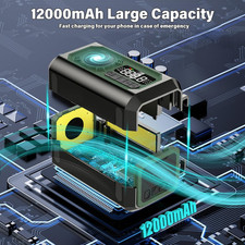 12000Mah Emergency Weather Radio, Hand Crank Solar Radio Portable AM/FM/NOAA ...