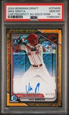 2024 BOWMAN DRAFT CHROME PROSPECT AUTOS GOLD SHIMMER MIKE SIROTA 47/50 PSA 10