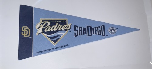 San Diego Padres Mini Pennant 4”x9” MLB Baseball Felt Flag Light Blue - USED