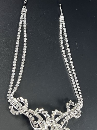 MCM JAY FLEX STERLING SIL ROUND PEAR TEARDROP RHINESTONE NECKLACE - Picture 3 of 7