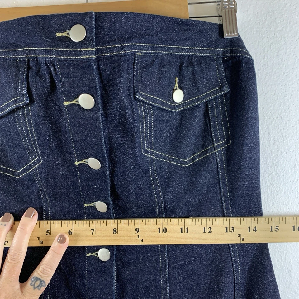 Vestido Moda International Mujer Y2K 00s Denim Bustier Talla 8 Bolsillos con Botones Oscuro Foto 4 de 4