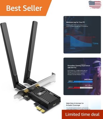 High-Performance WiFi 6 PCIe Card - Uninterrupted Streaming & Gaming Experience