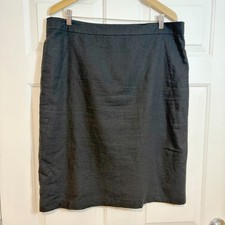 Chadwicks Black Linen Blend Pencil Skirt 16 Tall Lined Classic Chic Sexy Siren