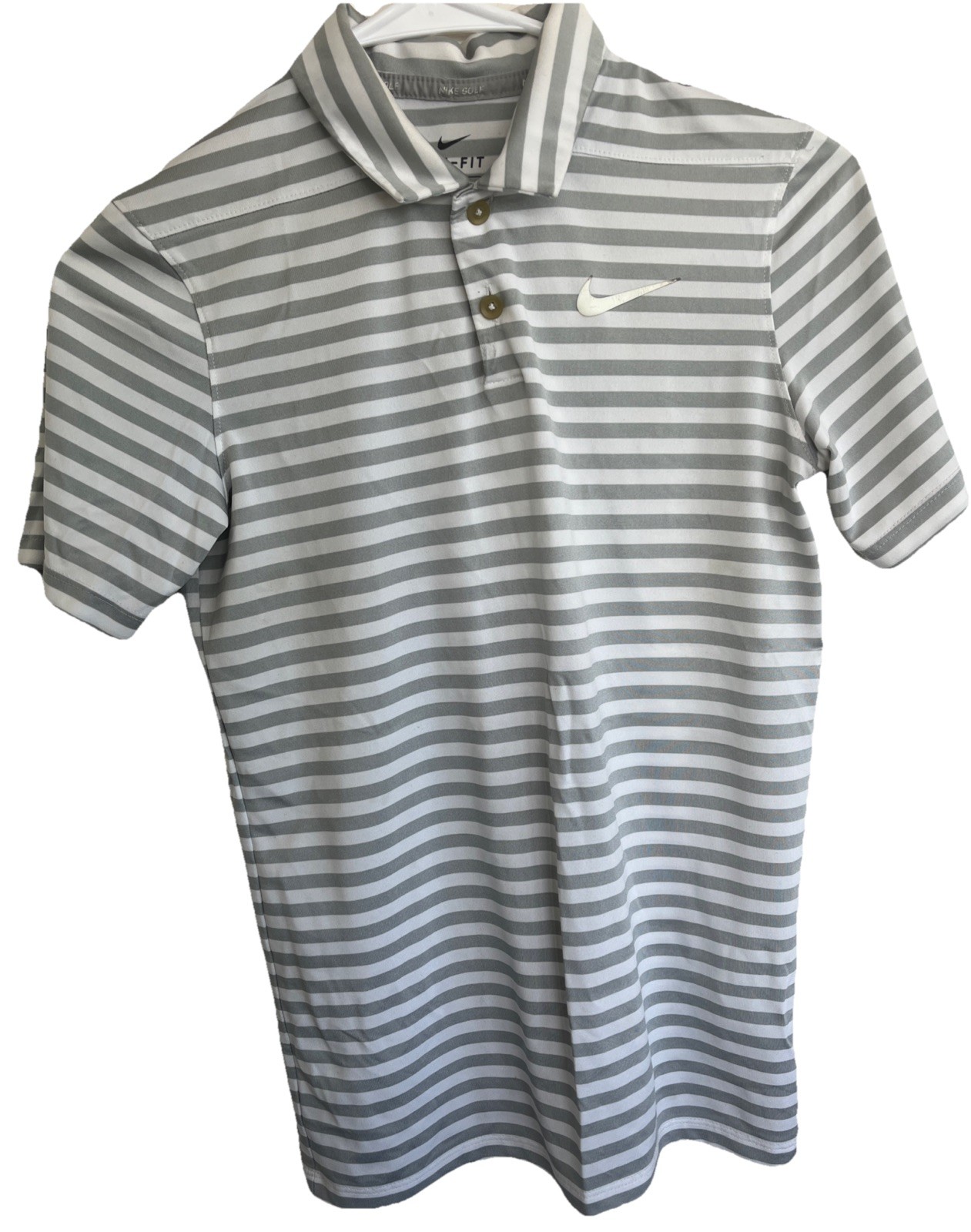 Polo Shirt Boys Youth Sz Ym M Grey Striped Short Sleeve Coll