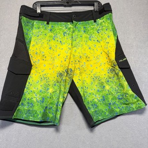 Pelagic FX-Pro Tactical Fishing Shorts Mens 36x10 Mahi Mahi Green Yellow Black
