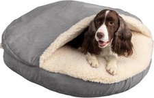 Cozy Cave Dog Bed - Indoor Dog Bed with Cover Cave, Covered Calming Burrow for