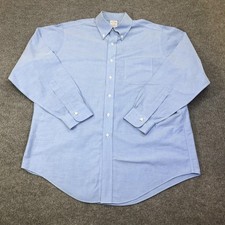 Brooks Brothers Dress Shirt Mens 16-34 Blue Solid Classic Fit Non Iron Supima