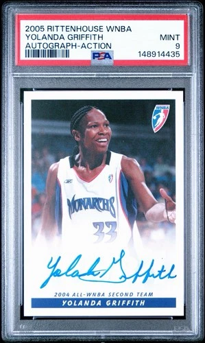 2005 Rittenhouse WNBA YOLANDA GRIFFITH Autograph-Action PSA 9 🔥 Monarchs HOF