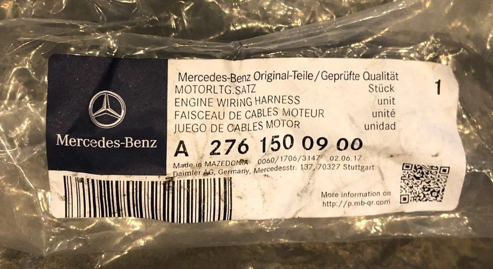 Mercedes Benz GLE350 2016 2017 2018 arnés de cableado del motor, pieza # 2761500900, OEM Foto 4 de 4