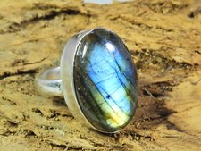 Natural Blue Labradorite Gemstone 925 Solid Sterling Silver Ring Size US-5.5