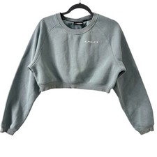 Alphalete Women's Dusty Blue Cropped Logo Sweatshirt Size Medium