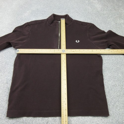 Fred Perry Jumper Mens Medium Burgundy Pullover Lightweight Casuals Mod 1/4 Zip - Picture 3 of 10