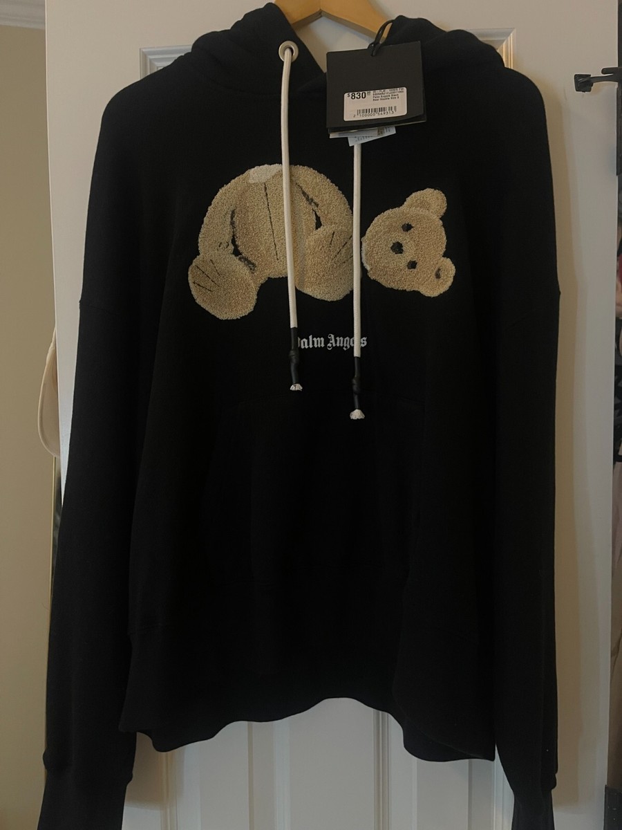 NWT PALM ANGELS Black Teddy Bear Hoodie Sweatshirt Size S $830