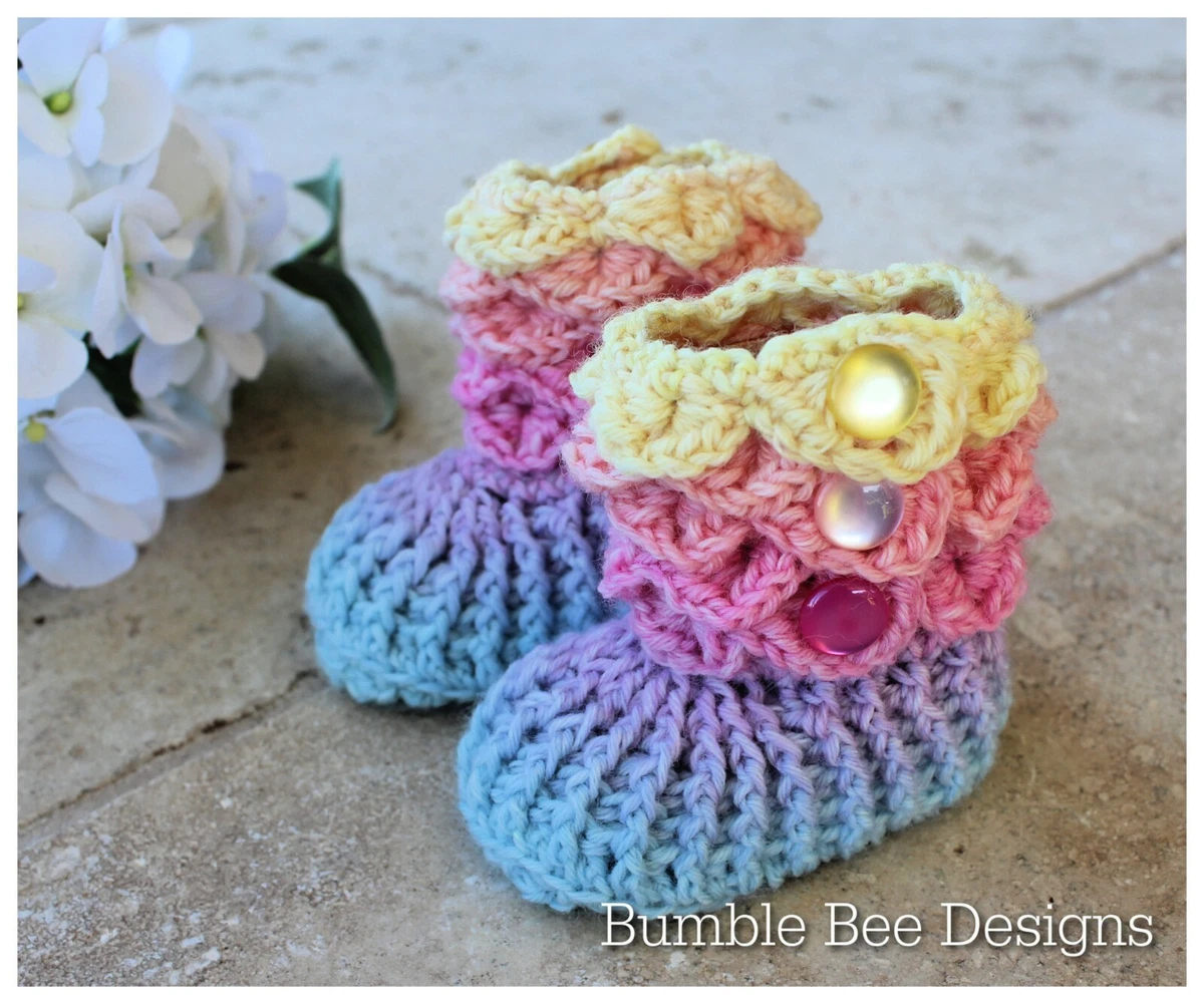 Crochet Baby Booties That Stay On 0 6 months Baby Booties Rainbow wool