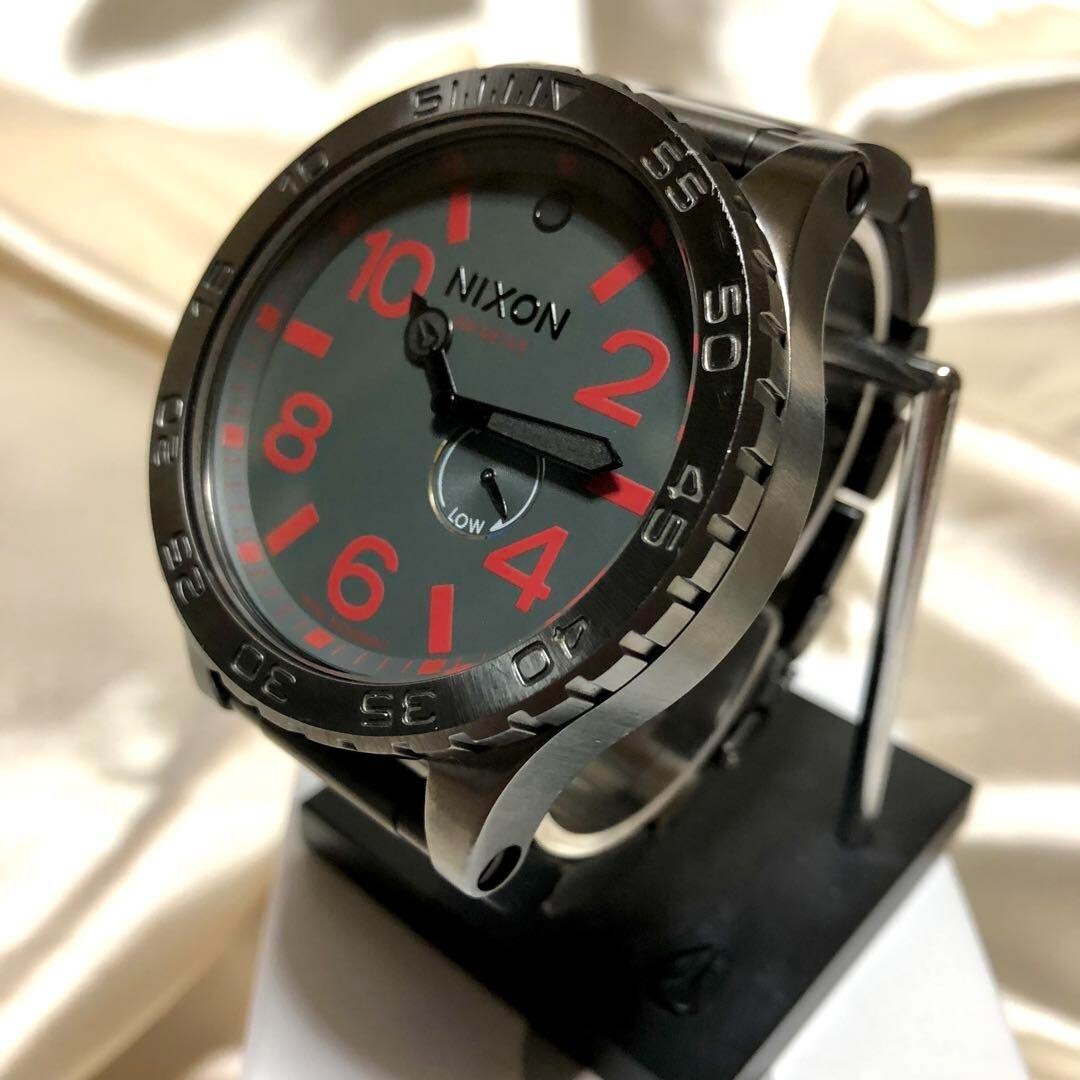 Nixon THE 51-30 TIDE GUNMETAL Red A057-131 Men Wristwatch Used Japan New  Battery