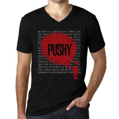 Herren Grafik T-Shirt V-Ausschnitt Aufdringliche Gedanken   Thoughts Pushy