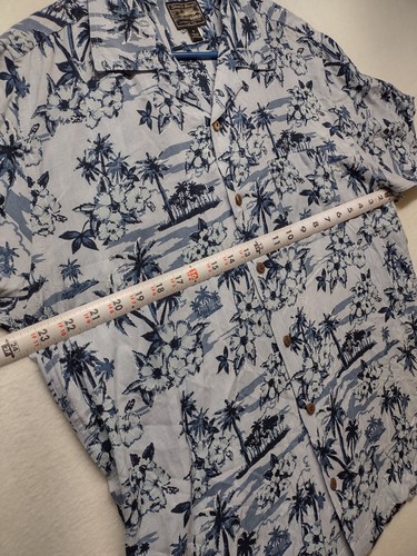 Steve and Barry's Shirt Mens XL Classic Hawaiian Floral Blue Palm Trees Hibiscus - Picture 4 of 8