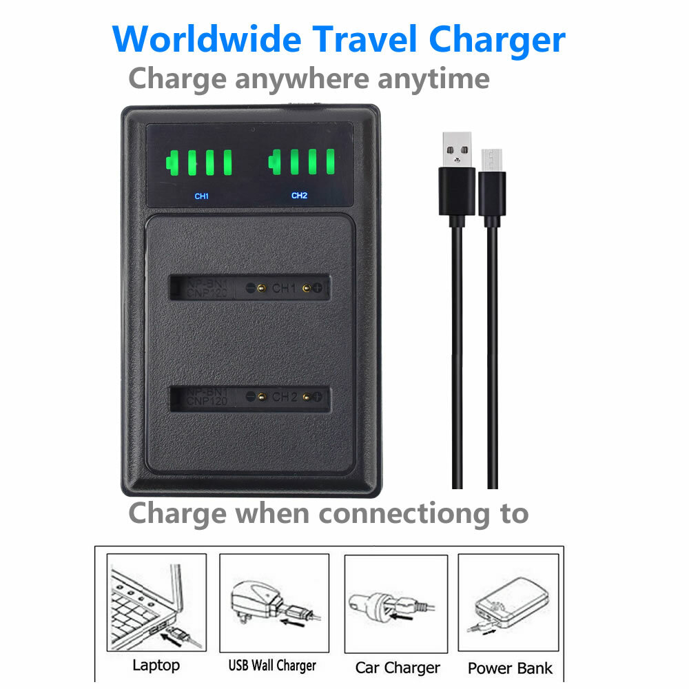 Battery Pack Charger For Sony NP BN1, NPBN1, NP BN, NPBN LITHIUM ION N Type Di - Foto 6