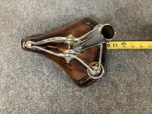 Vintage Leder Brooks Fahrradsattel B66 B66S Sitz alte Federn mit Stütze GT - Bild 2 von 12