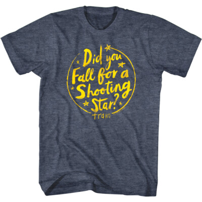 Train Shooting Star Men's T Shirt Drops of Jupiter Song Lyrics Rock Band Merch