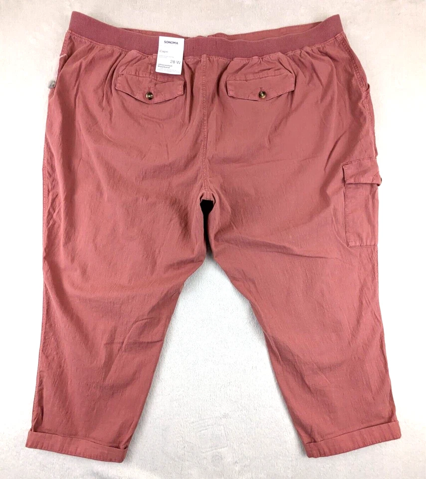 Pantalones capri Sonoma talla 28W cargo utilitario rojo elástico 0994 Foto 4 de 4