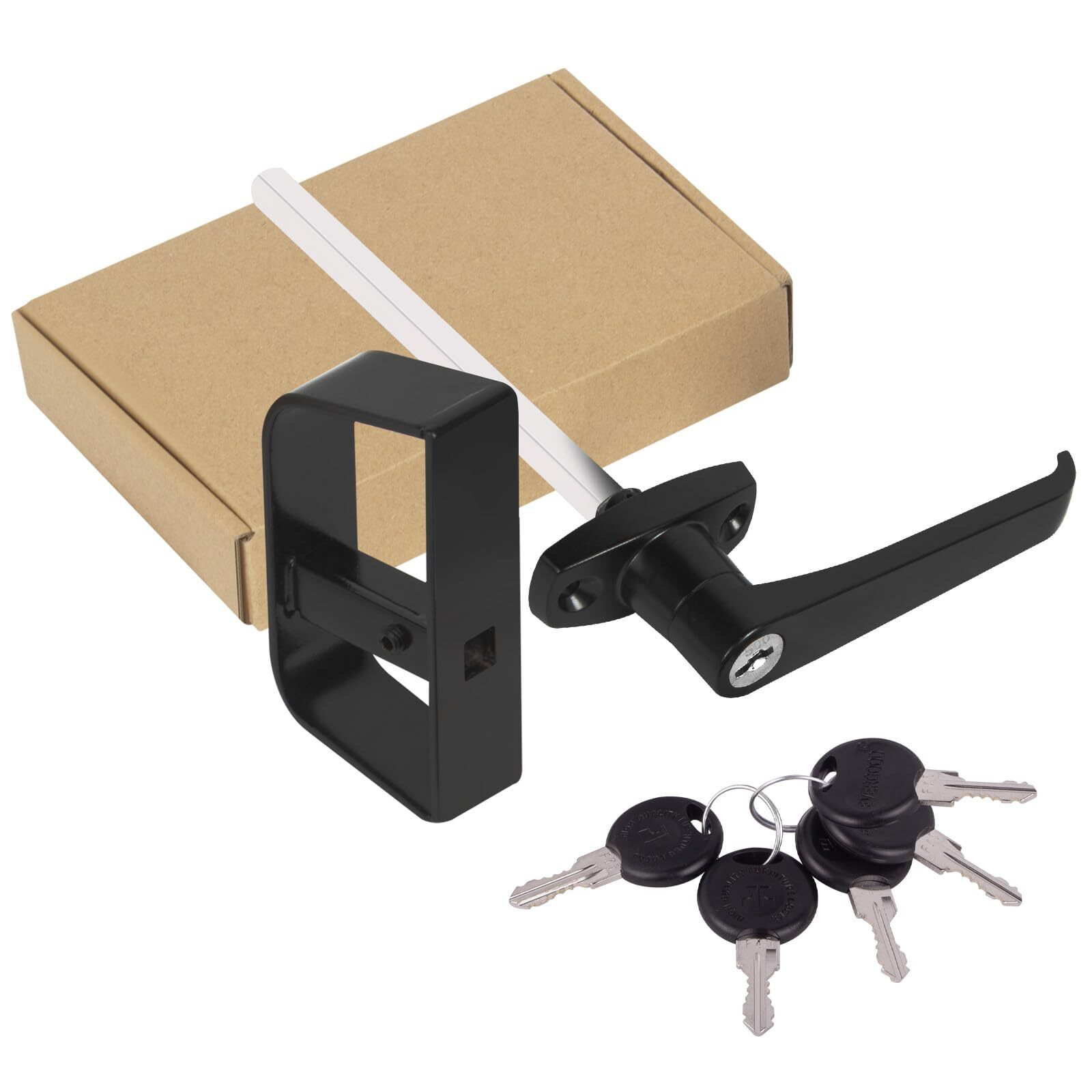 Shed Door Latch L-Handle Lock Kit with 5 Keys BTEOBFY 5-1/2" Stem Storage Bar...