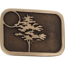 Brass Turquoise Tree Western Hippie Cowgirl Cowboy 1970s Vintage Belt Buckle